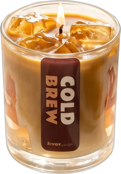 Zapálená svíčka Cold Brew s kostkami ledu z gelového vosku