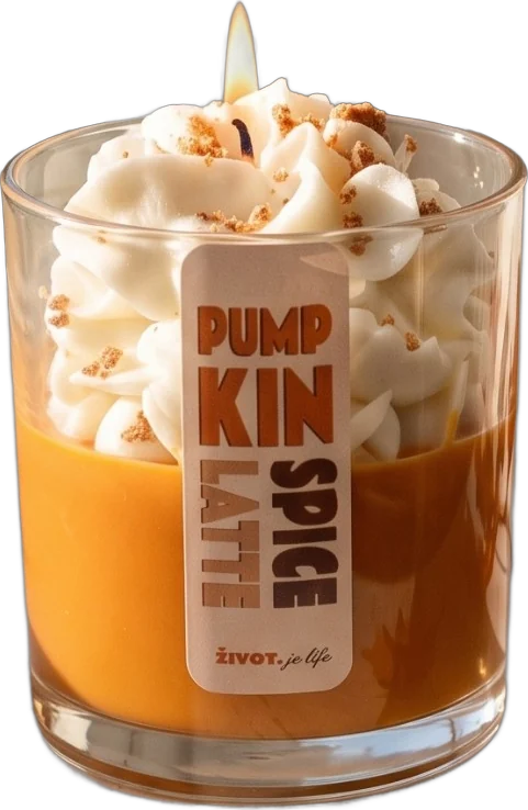 Zapálená svíčka Pumpkin Spice Latte se šlehaným voskem a skořicí